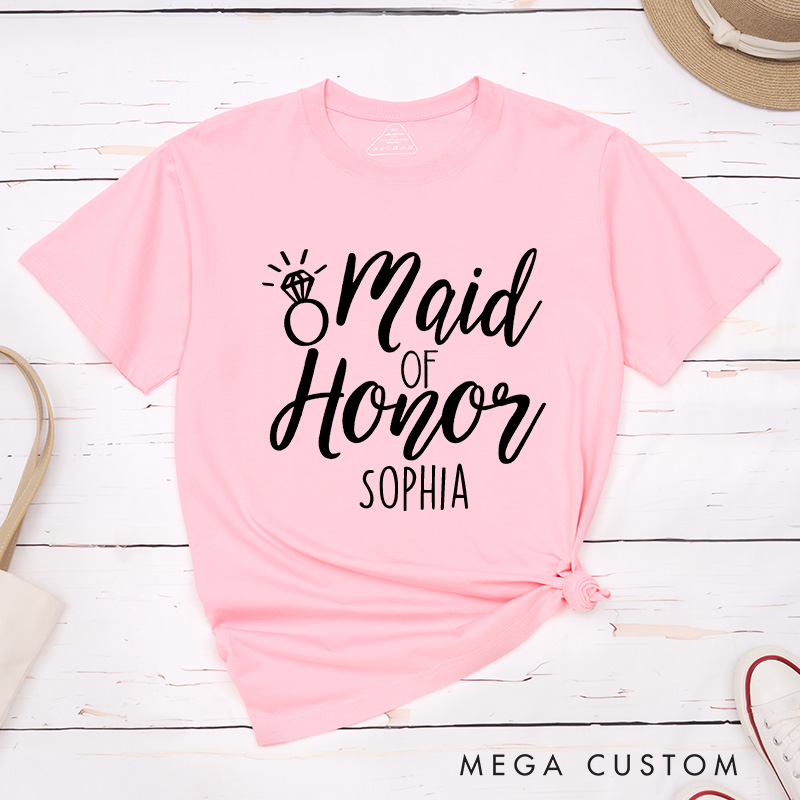Personalized Bride Matching T-Shirt Maid of Honor T-Shirt Bride Squad Wedding T-Shirt Bachelorette Party Gift