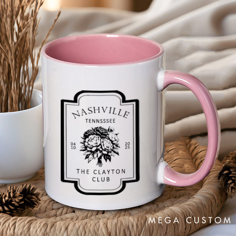 Personalized Floral Themed Wedding Logo Nwelweds Matching Wedding Couple Mugs