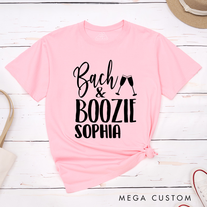 Personalized Bride and Boujee with Diamond Matching T-Shirt Bridesmaid Bach and Boozie with Wine T-Shirt Wedding Team Bride Bachelorette Party Gift