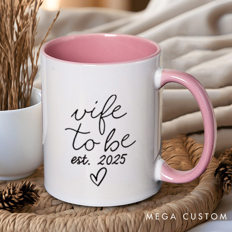 Personalized Wife To Be and Husband To Be with Year Engagement Couple Mugs