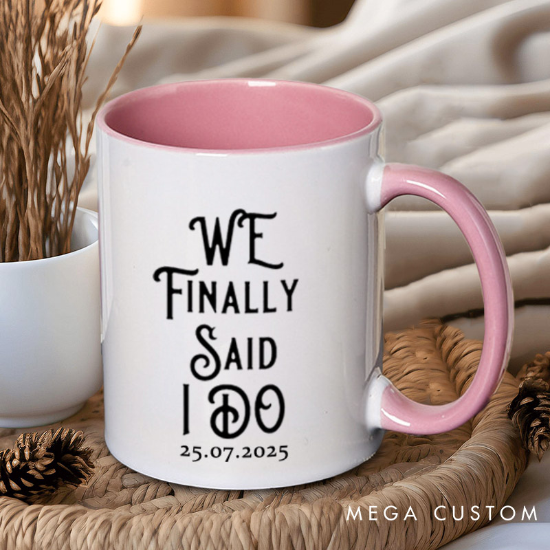Personalized We Finally Said I Do Proposal Engagement Couple Mugs