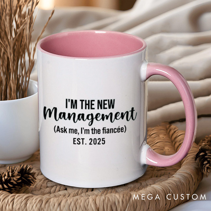 Personalized Under New Management and I'm the New Management Engagement Couple Mugs