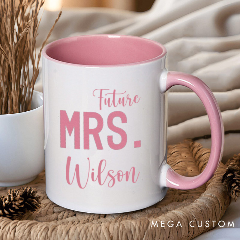 Personalized Modern Mr and Future Mrs Engagement Couple Mugs