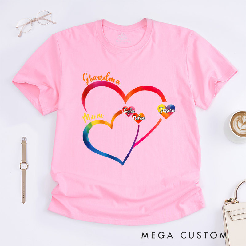 Personalized Generations Linked by Love Classic T-Shirt Gift for Mom Grandma