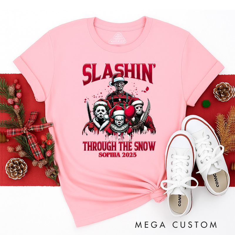 Personalized Slashing Christmas Classic T-Shirts Retro Horror Film Series Tshirt Movie Holiday Shirt