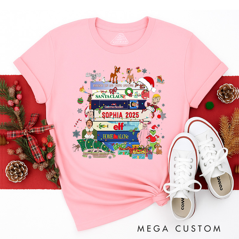 Personalized Retro Christmas Movies Classic T-Shirts Christmas Film Tshirt Movie Holiday Shirt