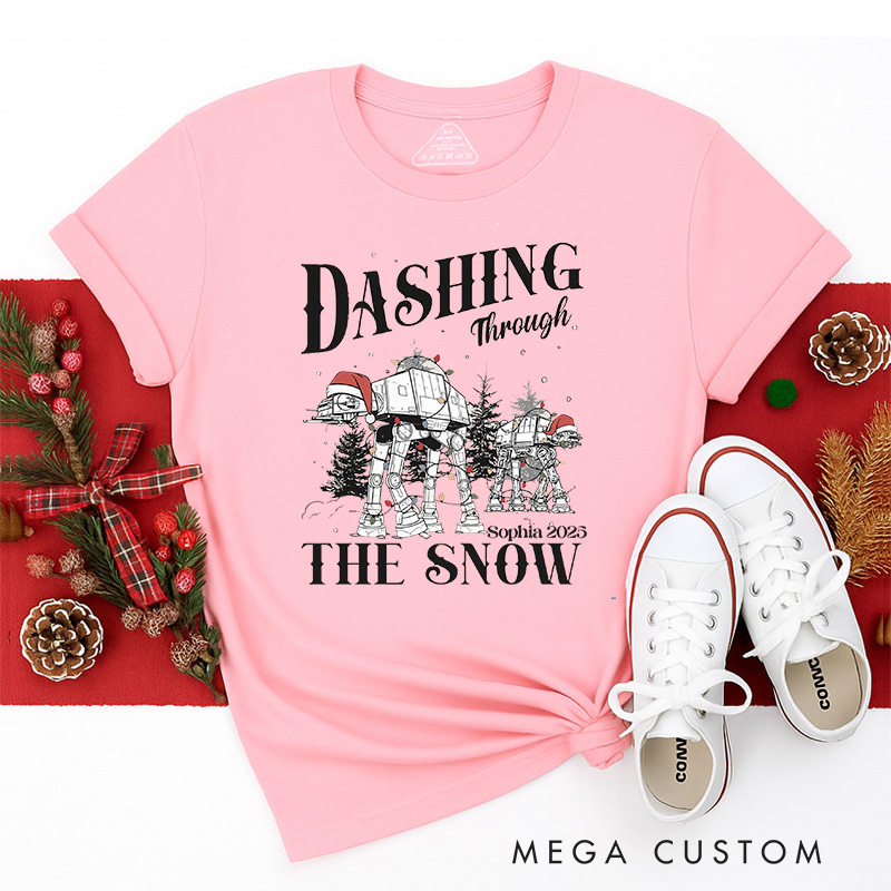 Personalized Star Dashing through the Snow Christmas Classic T-Shirts Galaxy War Film Tshirt Movie Holiday Shirt