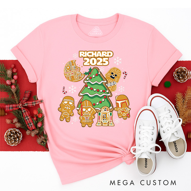 Personalized Star Gingerbread Christmas Classic T-Shirts Galaxy War Film Tshirt Movie Holiday Shirt