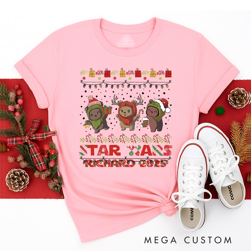 Personalized Cute Bears Christmas Classic T-Shirts Galaxy War Film Tshirt Movie Holiday Shirt