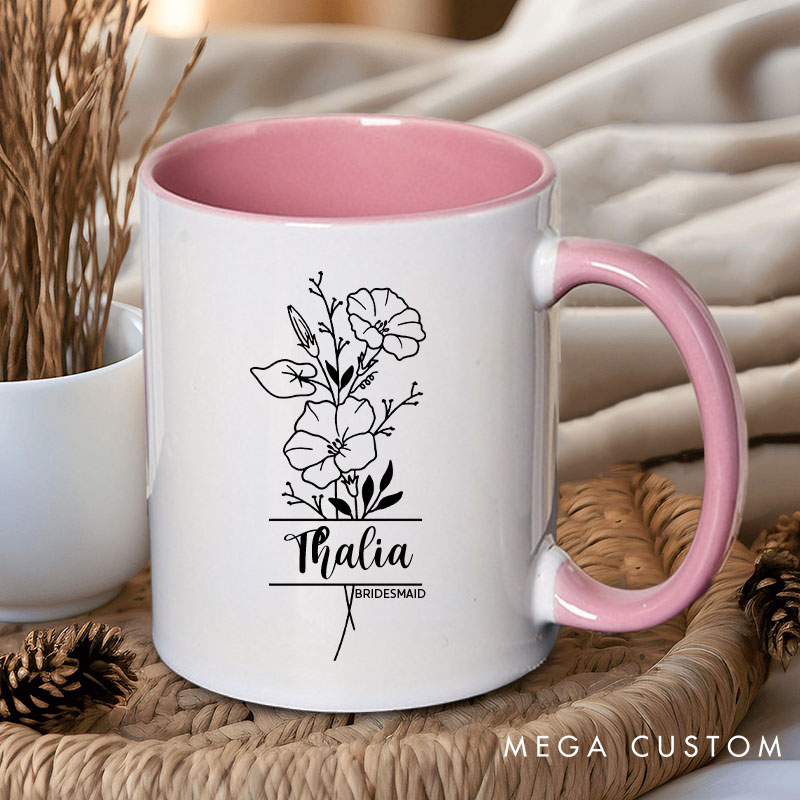 Personalized Bridesmaid Birth Flower Mug Maid of Honor Month Flower Mug Bachelorette Party Mug Bridesmaid Proposal Gift Bridal Shower Mug