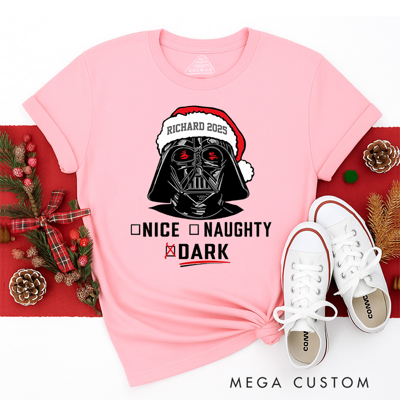 Personalized Being Naughty or Nice Christmas Classic T-Shirts Galaxy War Film Tshirt Movie Holiday Shirt