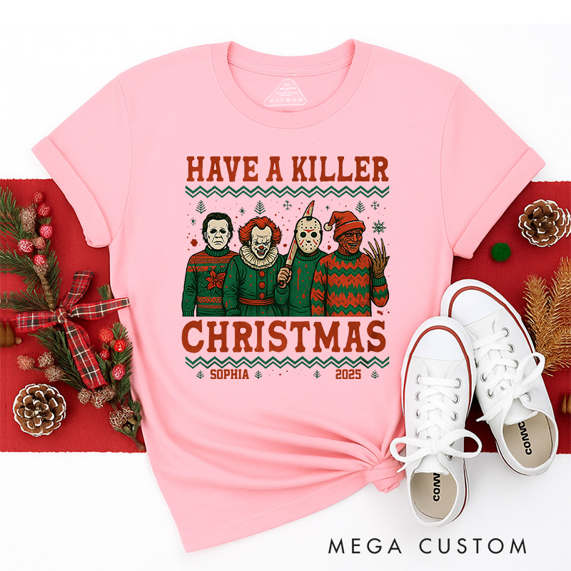 Personalized Have a Killer Christmas Classic T-Shirts Retro Horror Film Series Tshirt Movie Holiday Shirt