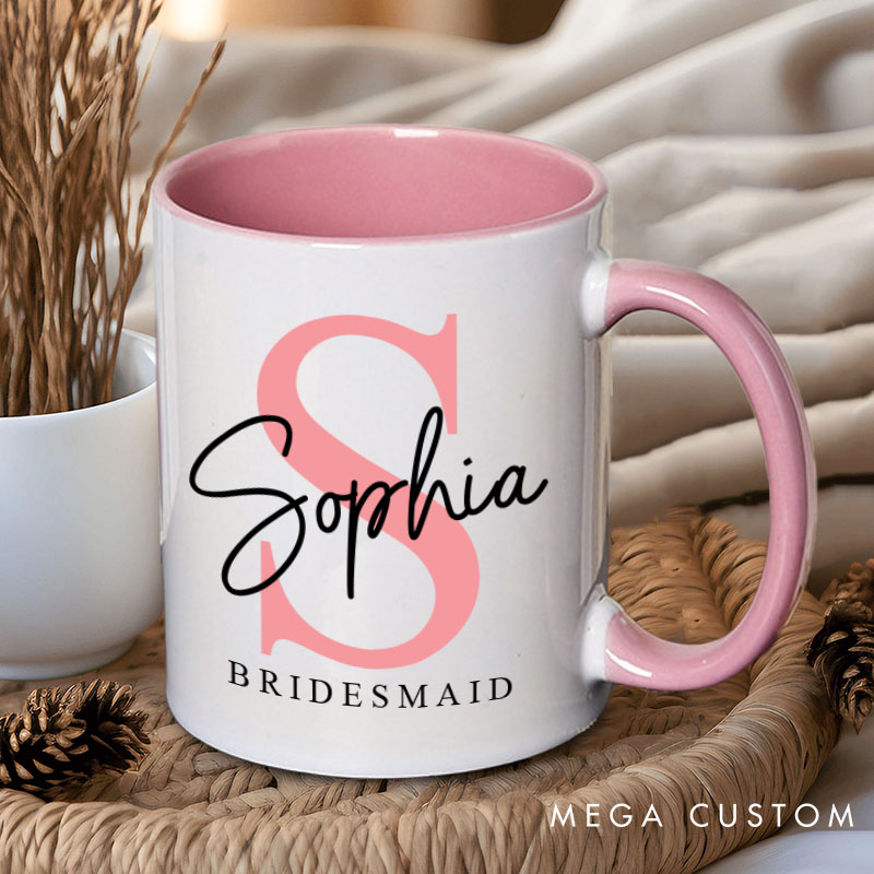 Personalized Minimalist Bridesmaid Initials Mug Maid of Honor Mug with Name Bachelorette Party Mug Bridesmaid Proposal Gift for Her Bridal Shower Mug