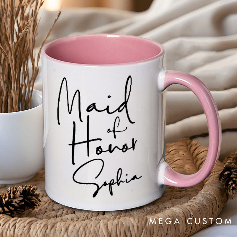 Personalized Minimalist Maid of Honor Mug Bridesmaid Name Mug Bachelorette Party Mug Bridesmaid Proposal Gift for Her Bridal Shower Mug