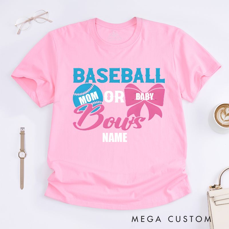 Personalized Mother's Day Gift Baseball or Bows Design Classic T-shirt