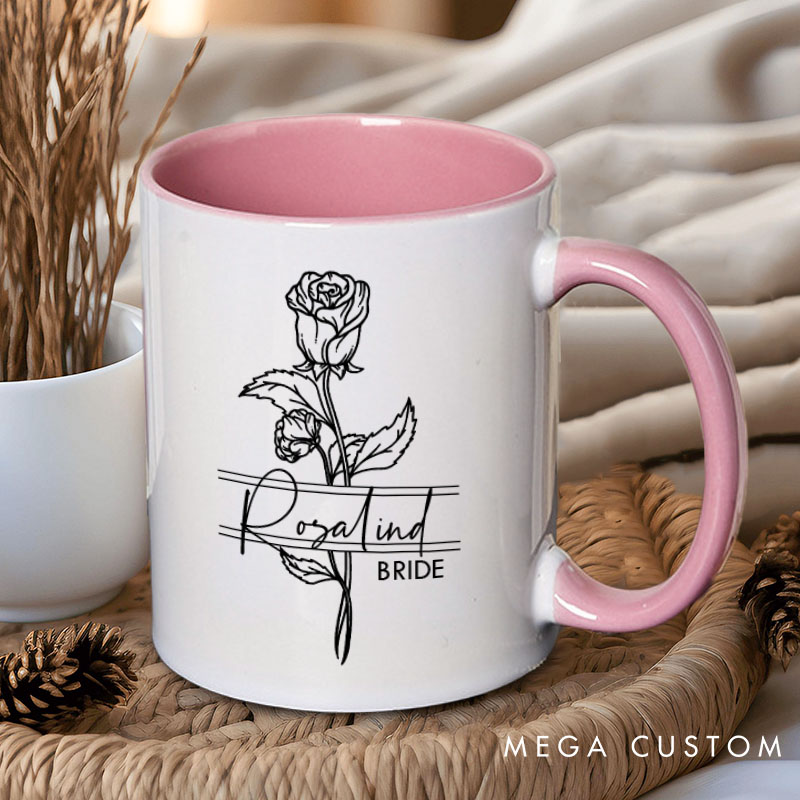 Personalized Beauty Bridesmaid Birth Flower Mug Maid of Honor Name Mug Bachelorette Party Mug Bridesmaid Proposal Gift for Her Bridal Shower Mug