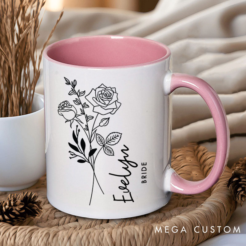 Personalized Bridesmaid Birth Flower Mug Maid of Honor Month Flower Mug Bachelorette Party Mug Bridesmaid Proposal Gift MOG MOB Bridal Shower Mug