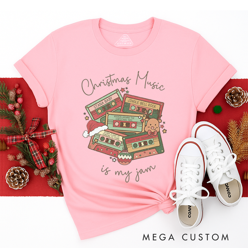 Personalized Classic T-Shirts Christmas Music Cassette Tapes Tee Christmas Songs and Party Tee
