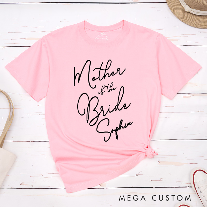 Personalized Mother of the Bride Matching T-Shirt Mother of the Groom T-Shirt with Name MOB MOG Wedding Day T-Shirt Bachelorette Party Gift