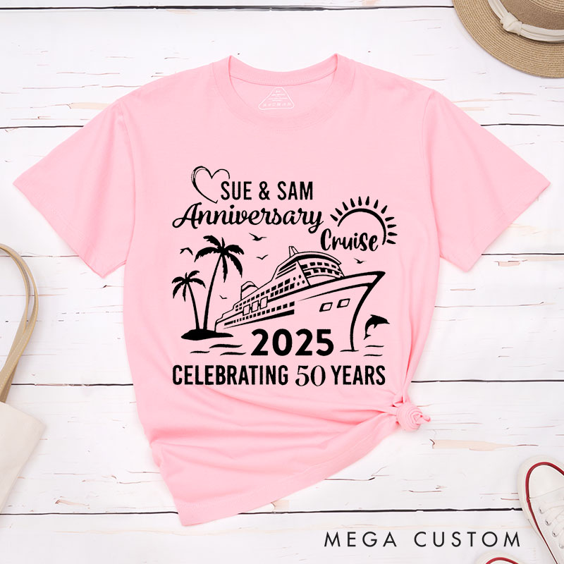 Personalized Couple 50th Anniversary T-Shirt Couple Cruise Anniversary Shirts Anniversary Gift T-Shirts for Husband Wife