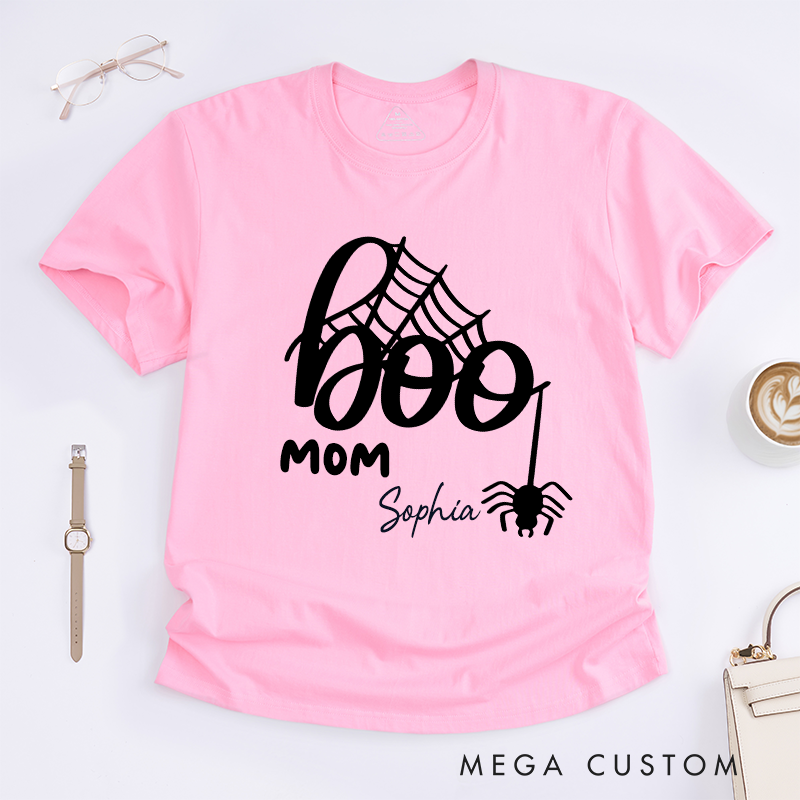Personalized Halloween Boo Mom Spider Web Design Classic T-shirt