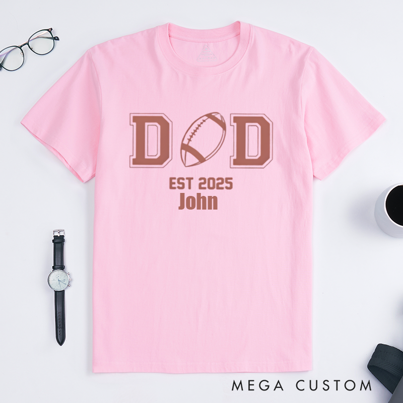 Personalized American Football Fan Dad Shirt Customized Name Date Classic T-shirt