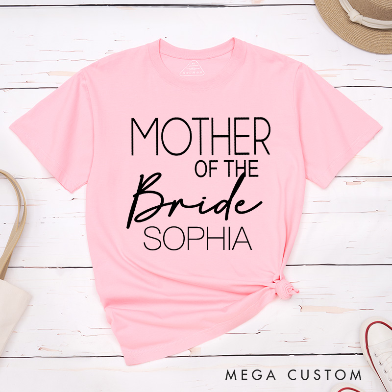 Personalized Minimalist Mother of the Bride Matching T-Shirt Mother of the Groom T-Shirt with Name MOB MOG Wedding Day T-Shirt Bachelorette Party Gift
