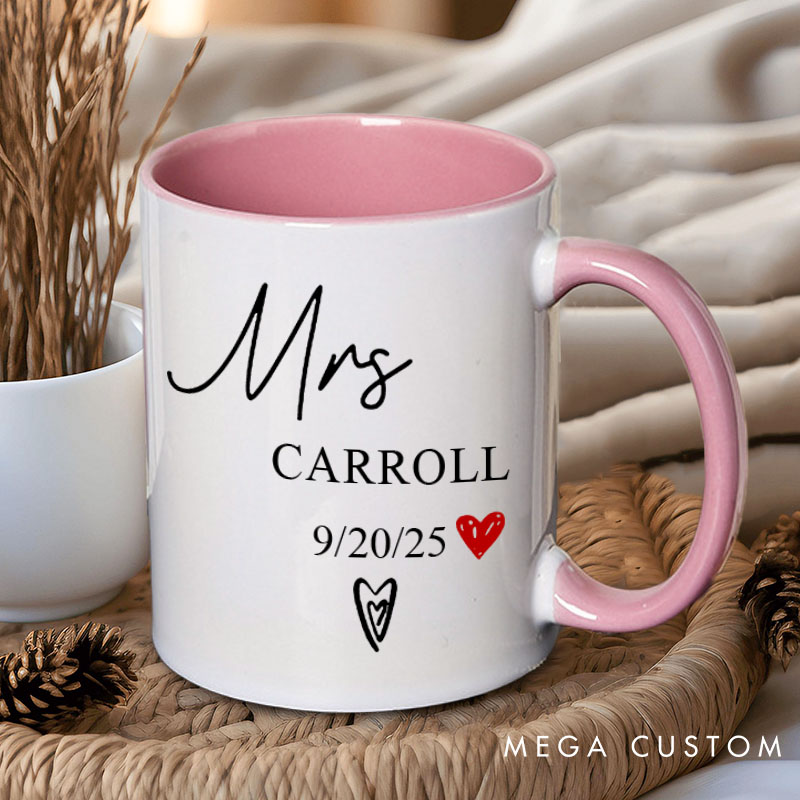 Personalized Couple Mr and Mrs Mug Custom Couple Name Mug Couple Heart Valentine's Day Mug for Husband Wife Boyfriend Girlfriend