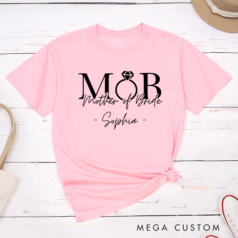 Personalized Mother of the Bride with Diamond Ring Matching T-Shirt Mother of the Groom T-Shirt MOB MOG Wedding Day T-Shirt Bachelorette Party Gift