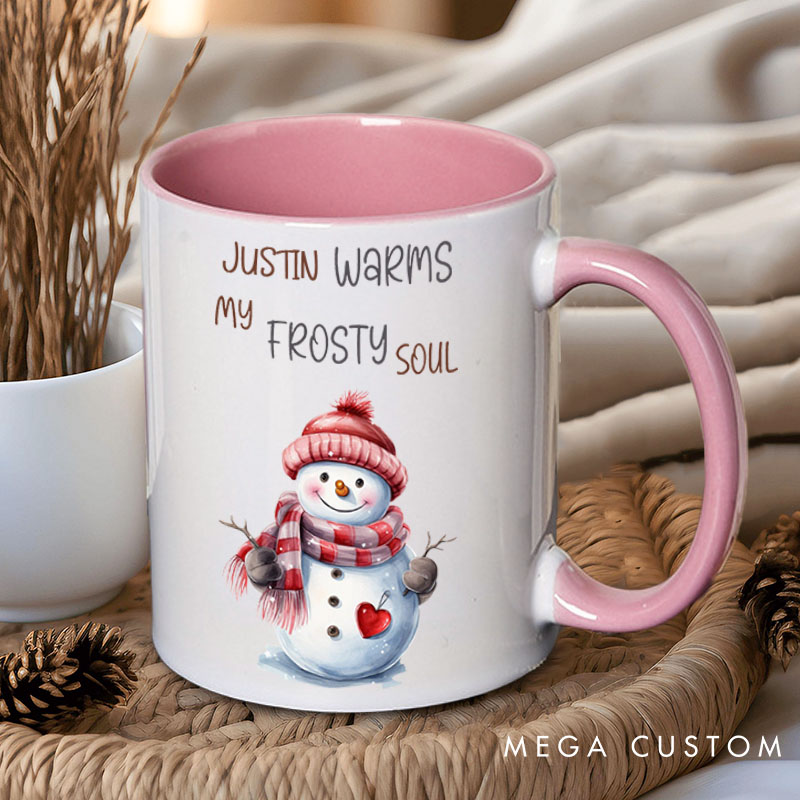 Personalized Couple She Melts My Icy Heart and He Warms My Frosty Soul Christmas Mug Couple Name Xmas Coffee Mug for Husband Wife Boyfriend Girlfriend