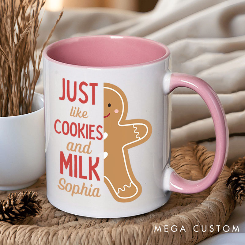 Personalized Couple We're the Perfect Pair Just Like Cookies and Milk Christmas Mug Couple Name Xmas Coffee Mug for Husband Wife Boyfriend Girlfriend