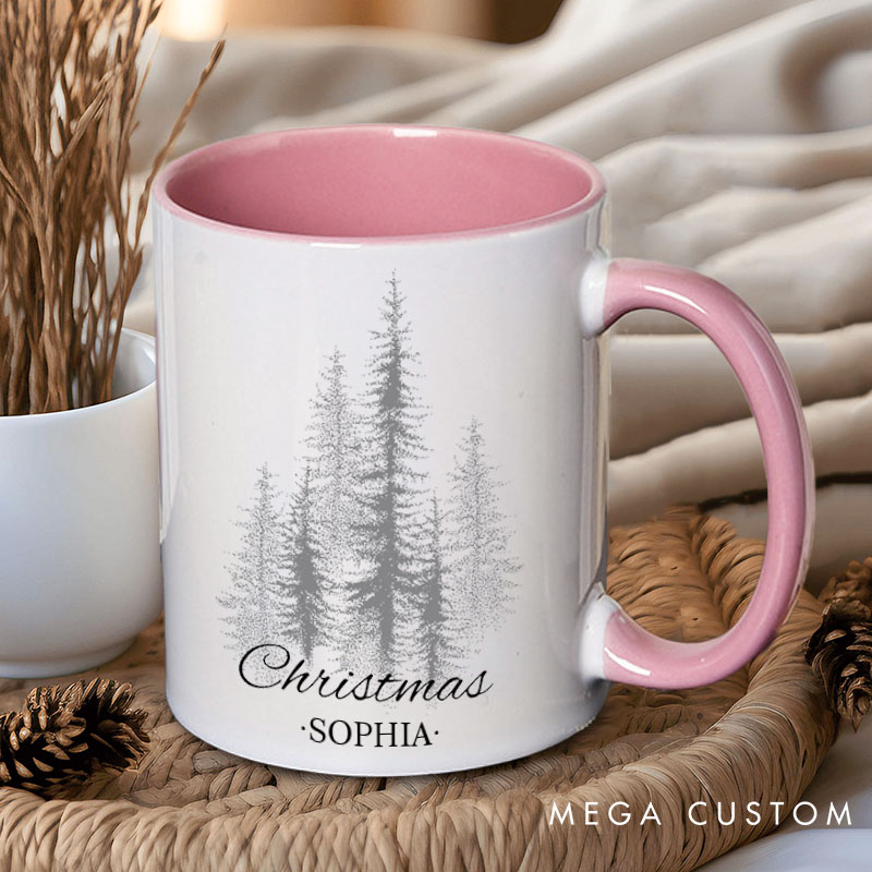 Personalized Couple Merry and Christmas with Tree Mug Custom Couple Name Xmas Coffee Mug Christmas Mug for Husband Wife Boyfriend Girlfriend