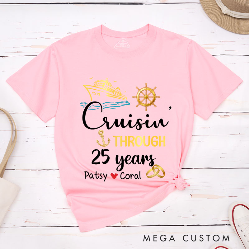 Personalized 25th Anniversary T-Shirt 25 years Cruise Anniversary Shirts Couple Anniversary Gift T-Shirts for Husband Wife