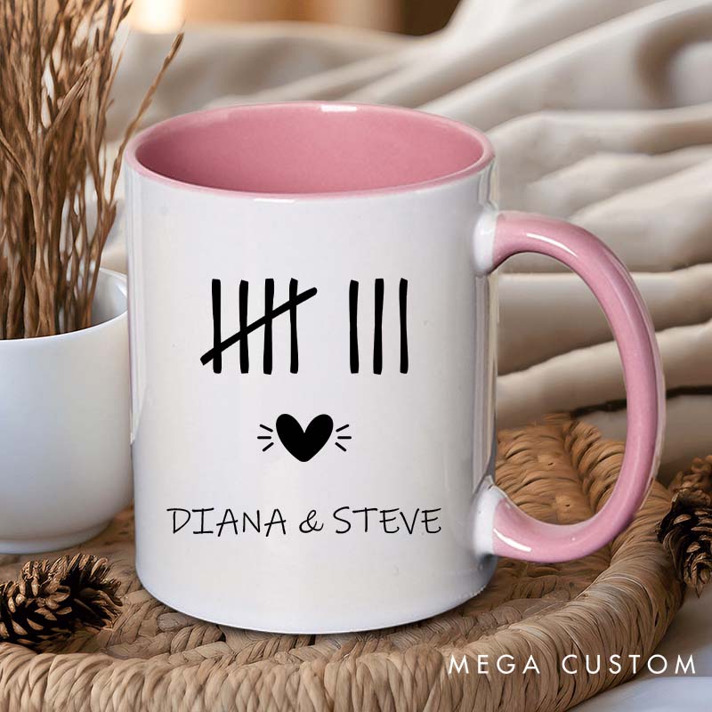 Personalized Couple Wedding Anniversary Mug Tally Marks Mug Husband Wife 9th Anniversary Gift Mug Happy Anniversary Gift for Her Him