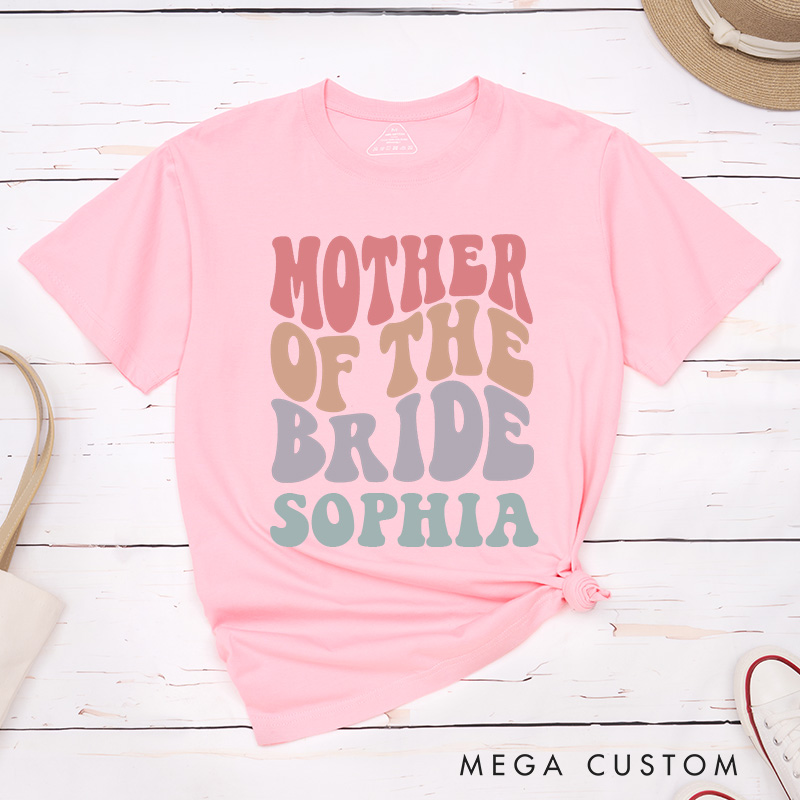 Personalized Colorful Mother of the Bride Matching T-Shirt Retro Mother of the Groom T-Shirt MOB MOG Wedding Day T-Shirt Bachelorette Party Gift