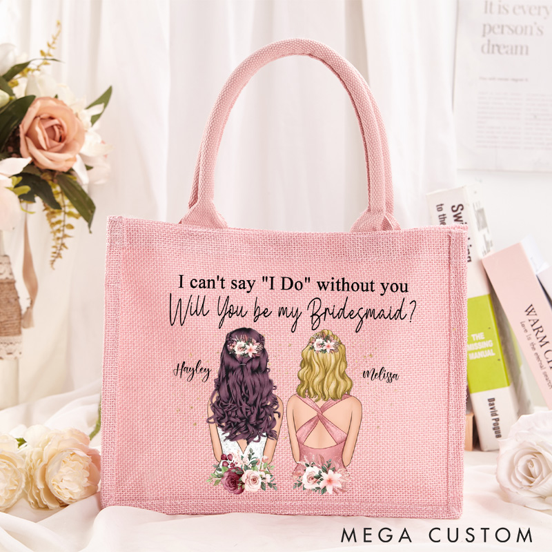 Personalized Will You Be My Bridesmaid Tote Bag Wedding Bride and Bridesmaid Tote Bag Burlap Tote Bag For Bridesmaid