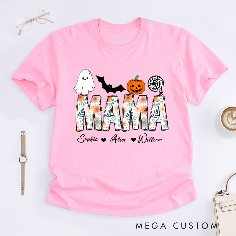 Personalized Halloween Strange Mom Theme Flower Pattern Font Design Family Matching Outfit