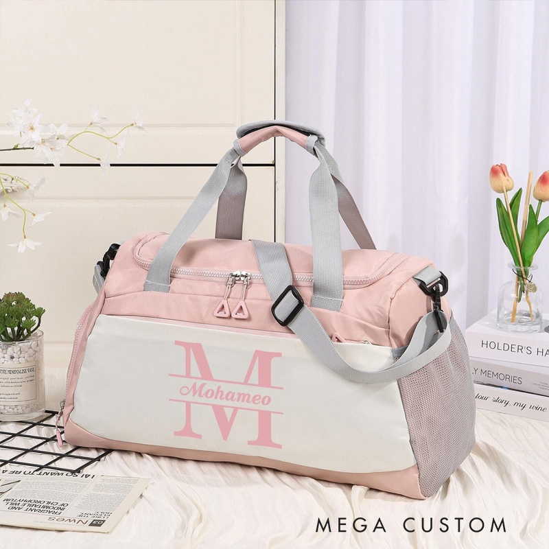 Personalized Duffel Bag Gift for Traveler Custom Name and Initial