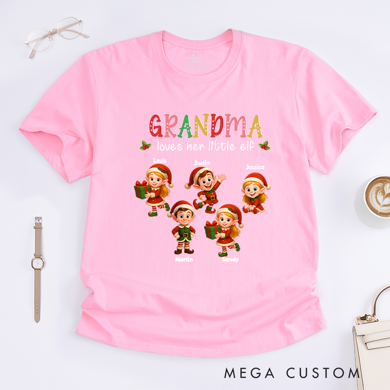 Personalized Loves Her little Elves Classic T-Shirt Christmas Gift for Mom Grandma