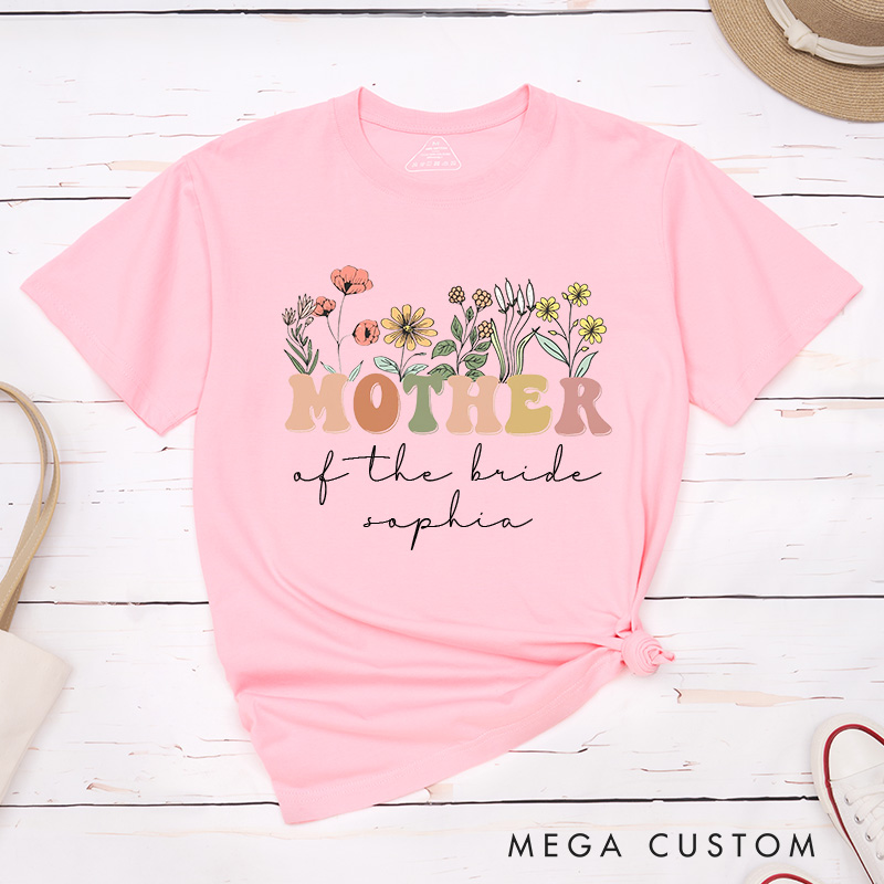 Personalized Vintage Floral Mother of the Bride Matching T-Shirt Mother of the Groom T-Shirt Wedding Day T-Shirt MOB MOG Bachelorette Party Gift