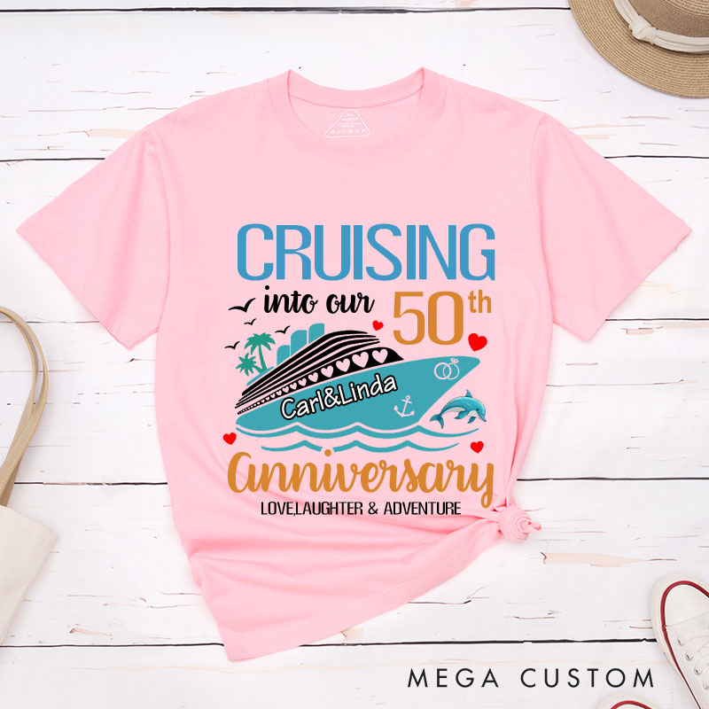 Personalized Couple 50th Anniversary T-Shirt Cruising into Our 50th Anniversary Shirts Cheers to 50 Years T-Shirts for Husband Wife