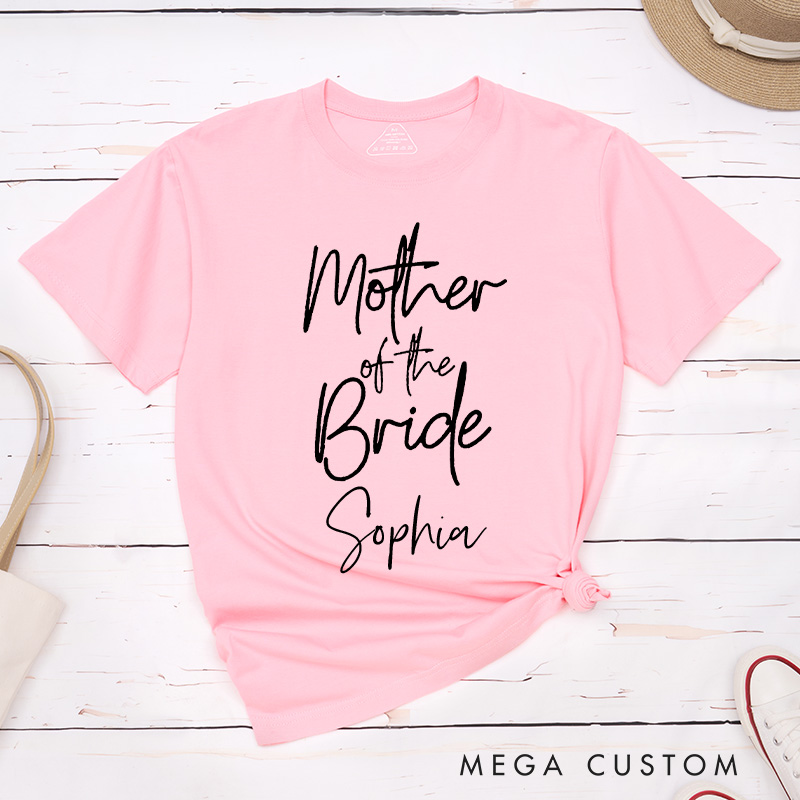 Personalized Minimalist Mother of the Bride Matching T-Shirt Modern Mother of the Groom T-Shirt MOB MOG Wedding Day T-Shirt Bachelorette Party Gift
