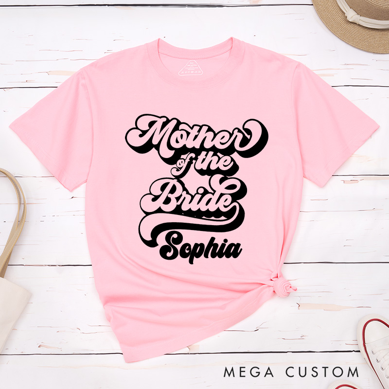Personalized Vintage Mother of the Bride Matching T-Shirt with Name Classic Mother of the Groom T-Shirt MOB MOG Wedding Day T-Shirt Bachelorette Party Gift