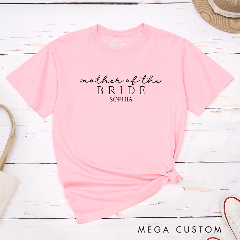 Personalized Elegant Mother of the Bride Matching T-Shirt with Name Mother of the Groom T-Shirt MOB MOG Wedding Day T-Shirt Bachelorette Party Gift