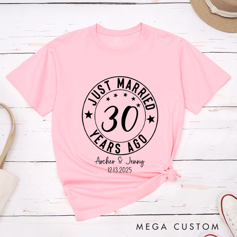 Personalized Couple 30th Anniversary T-Shirt Just Married 30 Years Ago Anniversary Stamp Shirts Anniversary Tee for Wife Husband