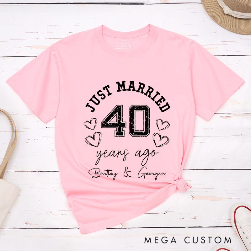 Personalized Couple 40th Anniversary T-Shirt Just Married 40 Years Ago Shirts Anniversary Tees for Wife Husband