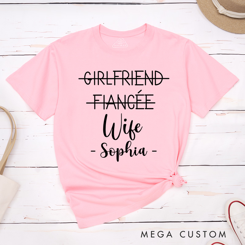Personalized Couple Hubby and Wifey Matching T-Shirt Valentine's Day Mr. and Mrs. T-Shirt for Husband Wife Boyfriend Girlfriend Gift