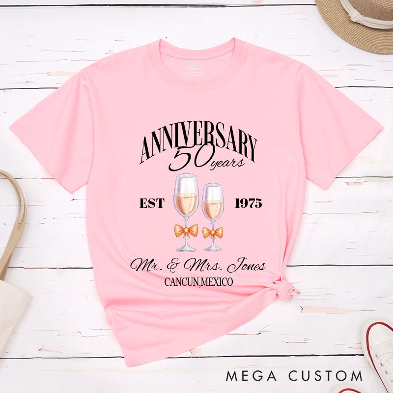 Personalized Couple 50th Anniversary T-Shirt 50th Anniversary Celebration T-Shirt Golden Years Anniversary Gift Tees for Wife Husband 