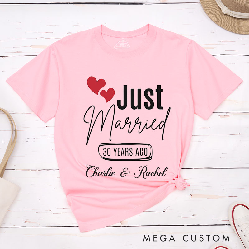 Personalized Couple 30th Anniversary T-Shirt Just Married 30 Years Ago T-Shirt Anniversary Gift Tees for Wife Husband 