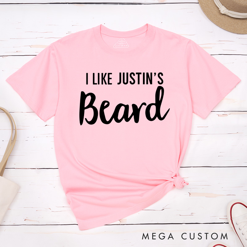 Personalized Couple I Like Her Butt I Like His Beard Matching T-Shirt Valentine's Day T-Shirt for Husband Wife Boyfriend Girlfriend Gift